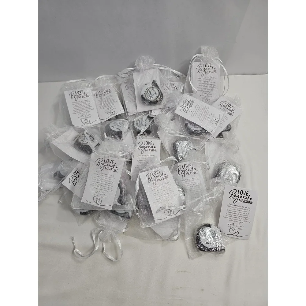 24 Wedding Keychain Measuring Tapes Netting Wrapped Signed 